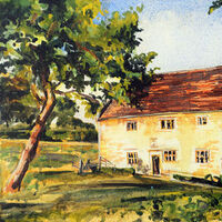 NEWTON'S HOUSE & THE APPLE TREE by Bansri Chavda - search and link Fine Art with ARTdefs.com