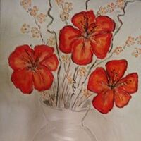 Shiny White Vase and Red Flowers by Susan Royer - search and link Fine Art with ARTdefs.com