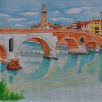 Ponte Pietra by Virginia Ersego - search and link Fine Art with ARTdefs.com