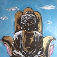Buddha sits by Ikpe Ikpe - search and link Fine Art with ARTdefs.com
