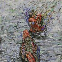 Bathing Rosellas by Susan Willemse - search and link Fine Art with ARTdefs.com