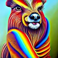 Rainbow pooch by Graham edward rhodes - search and link Fine Art with ARTdefs.com