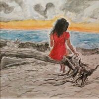 Driftwood Girl by Susan Royer - search and link Fine Art with ARTdefs.com