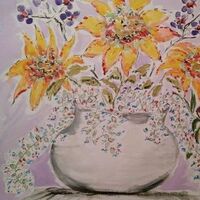 White Vase on Lavendar by Susan Royer - search and link Fine Art with ARTdefs.com