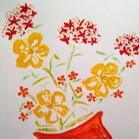 Red Round Planter by Susan Royer - search and link Fine Art with ARTdefs.com