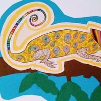Happy Chameleon by Susan Royer - search and link Fine Art with ARTdefs.com