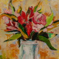 Glass Jar with Flowers by Margaret Brown - search and link Fine Art with ARTdefs.com