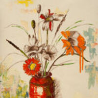 Still Life with Red Canister by Margaret Brown - search and link Fine Art with ARTdefs.com
