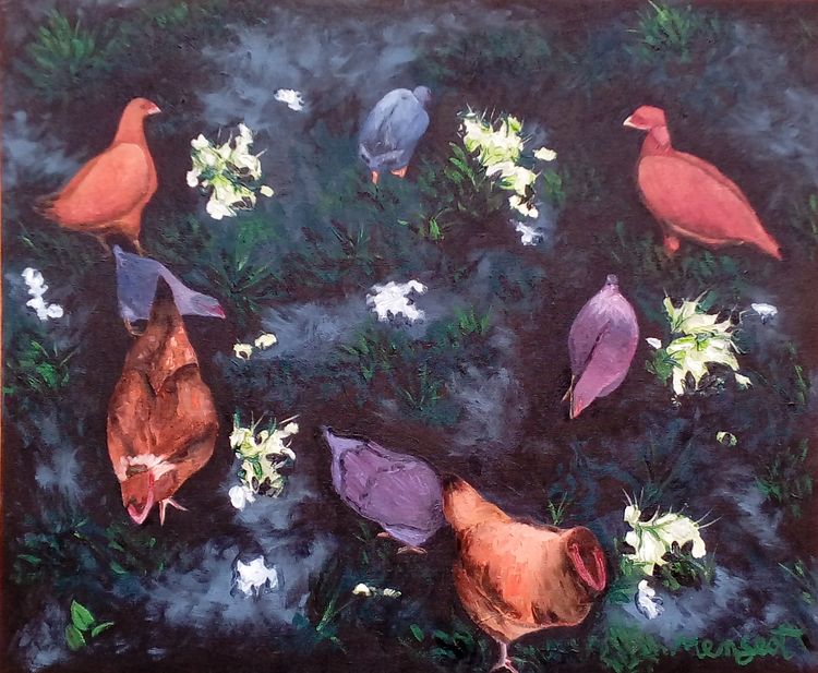 Chickens by Vincent Mengeot - search and link Fine Art with ARTdefs.com