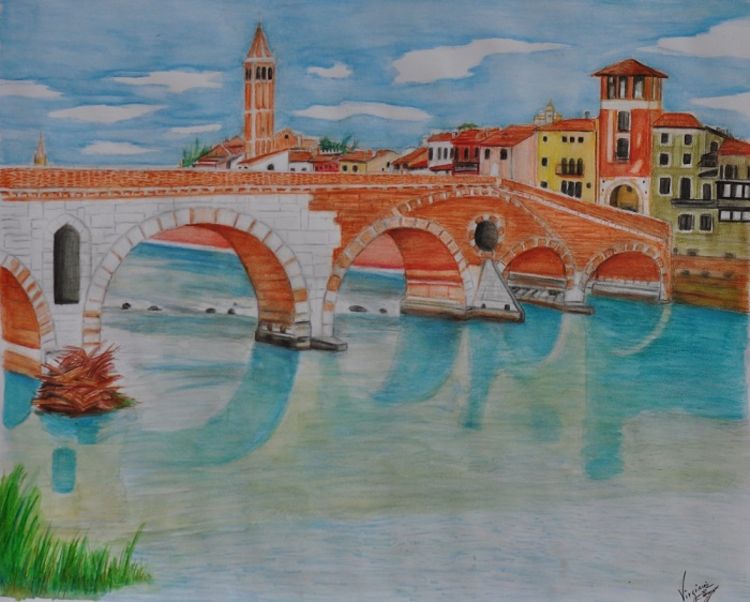 Ponte Pietra by Virginia Ersego - search and link Fine Art with ARTdefs.com