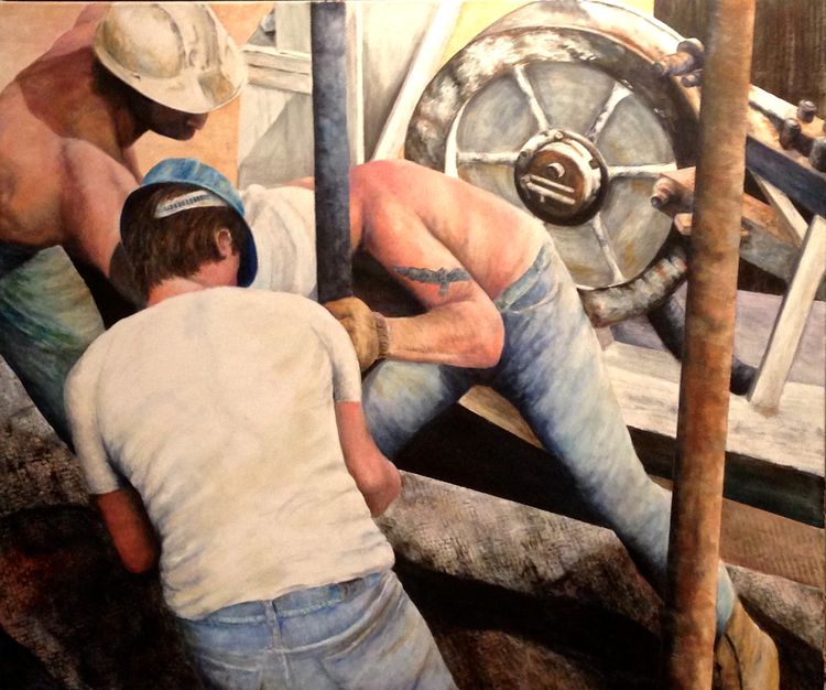 Men at work by Allan Skriloff - search and link Fine Art with ARTdefs.com