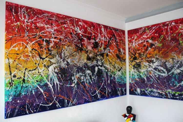 "Controverse" XXL extra large Painting by Caroline Vis by Caroline Vis Dutch Dripping Artist - search and link Fine Art with ARTdefs.com