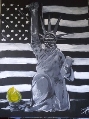 Liberty Kneels by Ikpe Ikpe - search and link Fine Art with ARTdefs.com