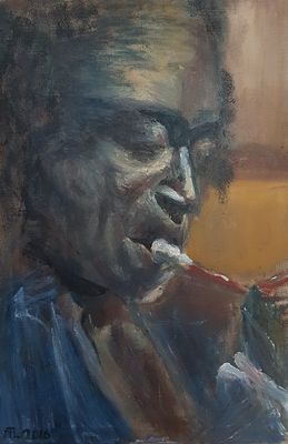 Miles plays Red Horn by Patrick Turner-Lee - search and link Fine Art with ARTdefs.com