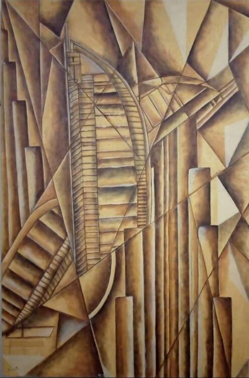 Cubist view of UAE by Suhail noor - search and link Fine Art with ARTdefs.com