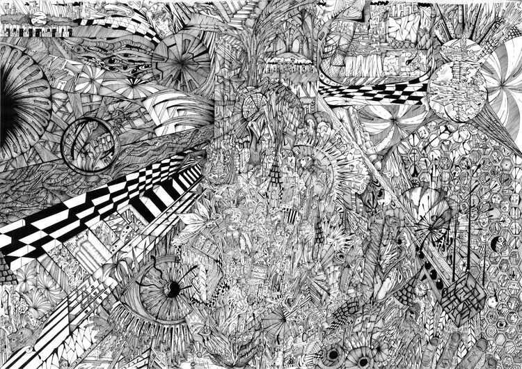 ink chaos by Graham edward rhodes - search and link Fine Art with ARTdefs.com