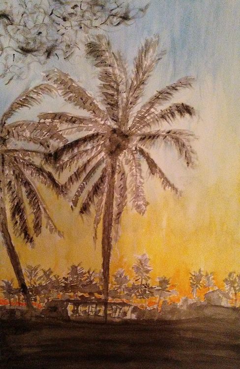Playa Palm at Sunset by Susan Royer - search and link Fine Art with ARTdefs.com