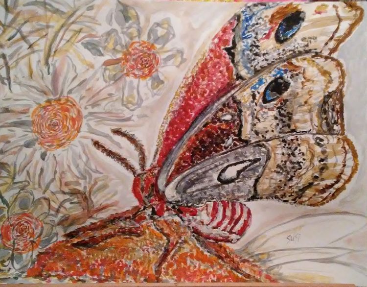 Moth Mealtime by Susan Royer - search and link Fine Art with ARTdefs.com