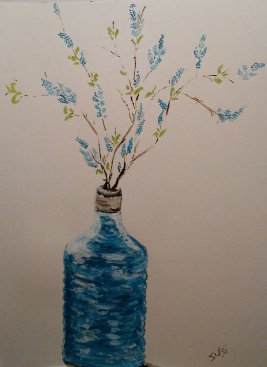 Blue Bottle Vase by Susan Royer - search and link Fine Art with ARTdefs.com