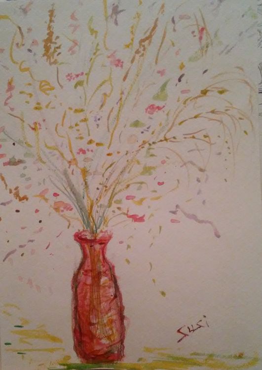 Red Bottle Vase by Susan Royer - search and link Fine Art with ARTdefs.com