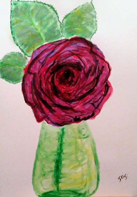 Big Rose in Little Bud Vase by Susan Royer - search and link Fine Art with ARTdefs.com