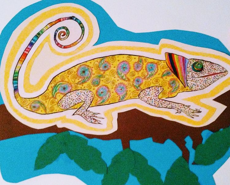Happy Chameleon by Susan Royer - search and link Fine Art with ARTdefs.com